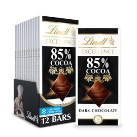 Lindt EXCELLENCE 85% Cocoa Dark Chocolate Candy Bar, Halloween Candy, 3.5 oz. Bar (12 Pack)