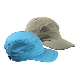 N'Ice Caps Kids 2-Pack UPF 50+ Sun Hats Adjustable Mesh Lined UV Protection (US, Age, 4 Years, 7 Years, Blue Tan Pack)