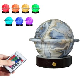 CXTVOVZSSY Saturn Moon Lamp Blue Marble Printed, 16 Colors LED Night Light with Stand & Remote &Touch Control & USB Bedroom Decor Nursery Lamp for Valentine's Day, Party, Birthday