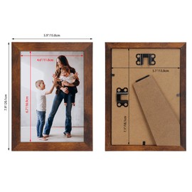 Wtrgas 1 Pack 5x7 Picture Frame for Tabletop and Wall, 5 by 7 Rustic Brown Photo Frame for Horizontal and Vertical Display