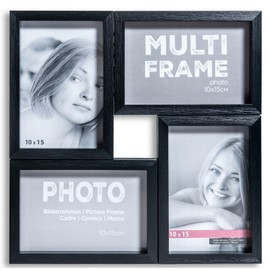 VictoR Collage Picture Frame Black with 4 Pictures (4 x 10 x 15 cm) - Gallery Frame - Wooden Collage Frame - Collage Frame 10 x 15 - Collage