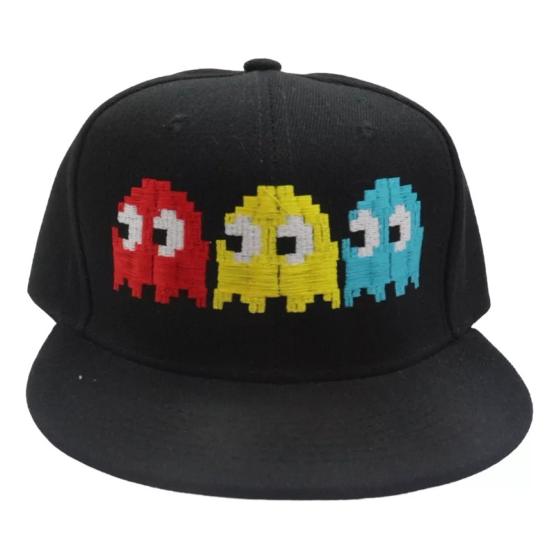 Snap Back Gorra Pac Man Videojuego Retro Fantasmitas Negra 57cm