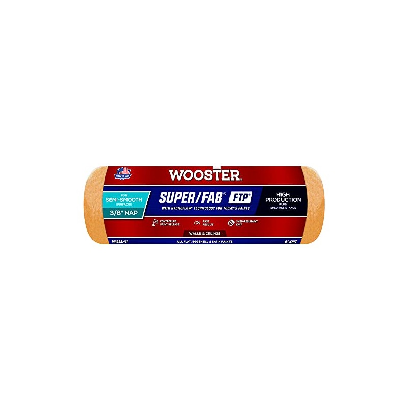 Wooster Brush RR923-9 Inch Super Fab FTP Roller Cover, 3/8-Inch