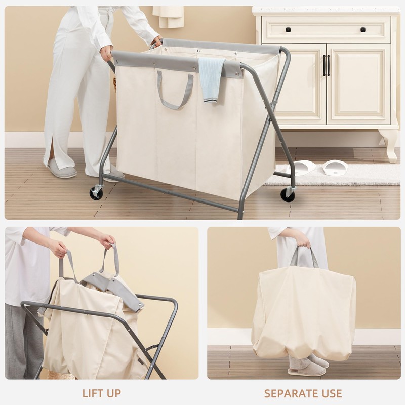 STORAGE MANIAC 160L Laundry Hamper with Wheels, Rolling Laundry Basket,