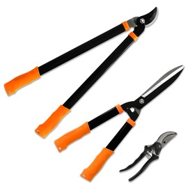 Sunshades Depot iGarden 3 Pieces Combo Gardening Lawn Plant Tools Set with 1 x Lopper,1 x Hedge Shears and 1 x Pruner Shears Tree & Shrub Care Kit Hand Tool Kit