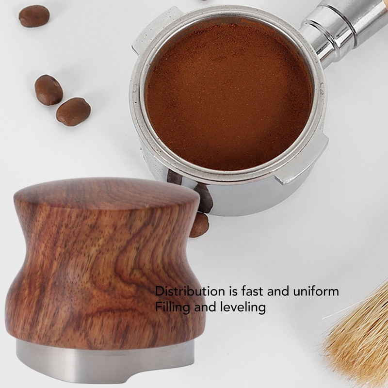 Coffee Distributor Stainless Steel Rosewood Coffee Tamper Leveler for Coffee