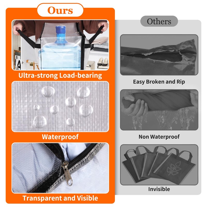 TasticTotes 6 Pack Clear Storage Bags for Comforter, Clothes &