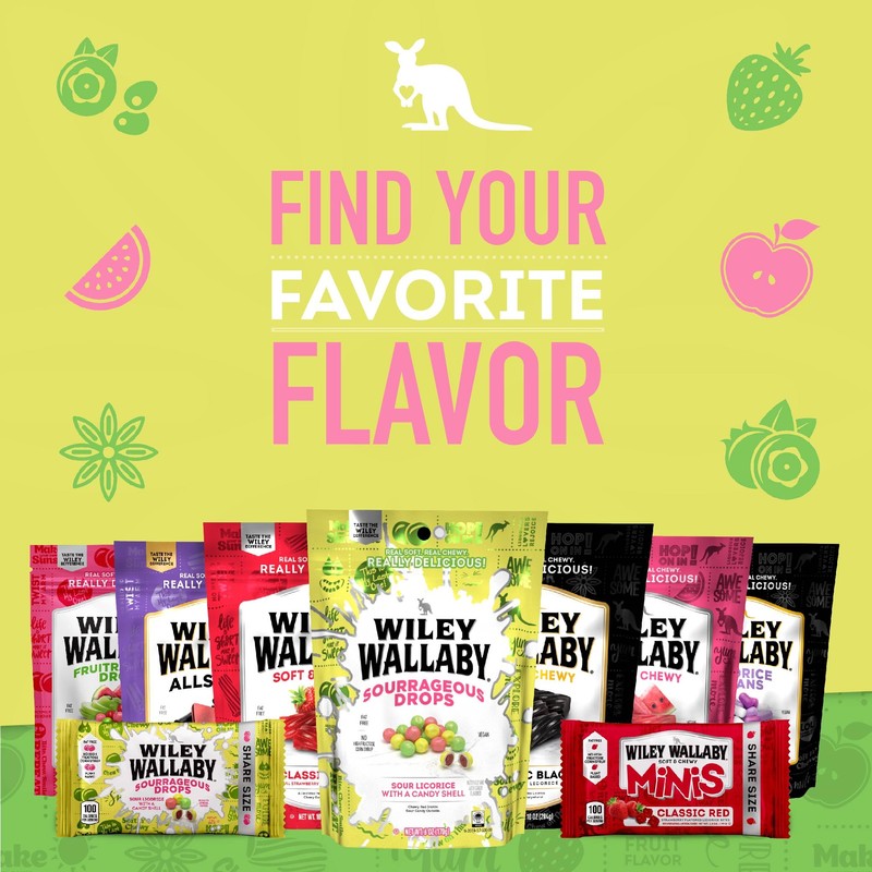 Wiley Wallaby Licorice Candy Bites 3.0 Ounce Gourmet Sourrageous Drops