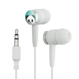 GRAPHICS & MORE Panda on Teal Novelty in-Ear Earbud Headphones - White