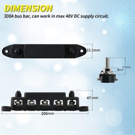 Greluma 1pc M8 (5/16") 5 Bolt Power Distribution Block 5 Way High Performance Busbar for 12-48V