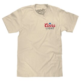 Tee Luv Men's Coors Light Baseball League Front and Back Beer Logo T-Shirt, Cream, S