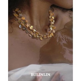 BULINLIN Boho Shell Beaded Necklaces Colorful Layered Beach Seashell Necklace Costume Jewellery Gifts for Women(Yellow)