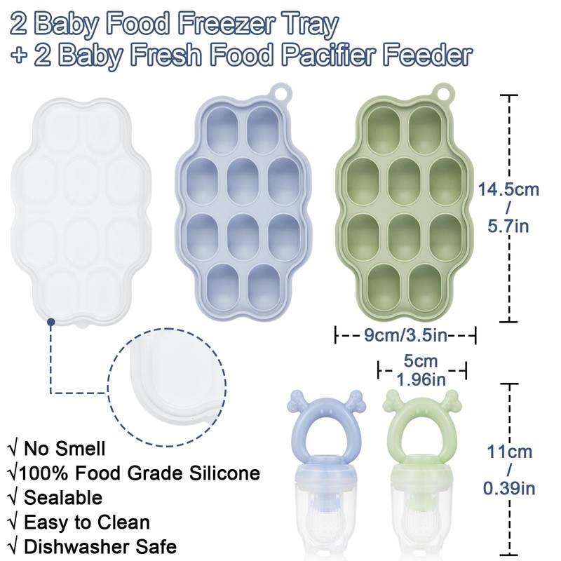 KingKam Baby Breastmilk Popsicle Molds & Baby Fruit Feeder (2