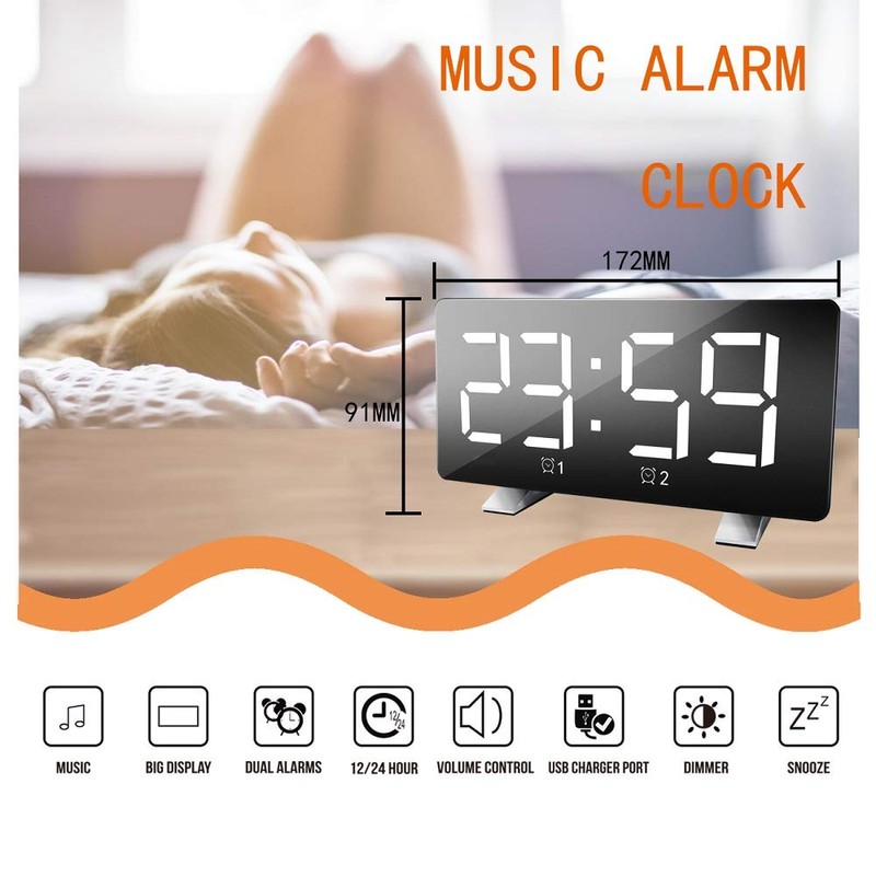 DollaTek Polyphonic Double Alarm Clock LED Large Screen Display Electronic
