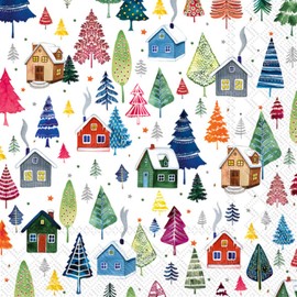 Winter Lunch Napkins - 40 Count - Winter Village Design - Festive Napkins for Seasonal Celebrations
