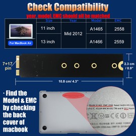 Bitsjour 512GB SSD Replacement for Apple MacBook Air Mid 2012 13" A1466 EMC 2558, 11" A1465 EMC 2559, 3D NAND TLC Internal Hard Drive Upgrade Storage and Speed, MacOS Preloaded