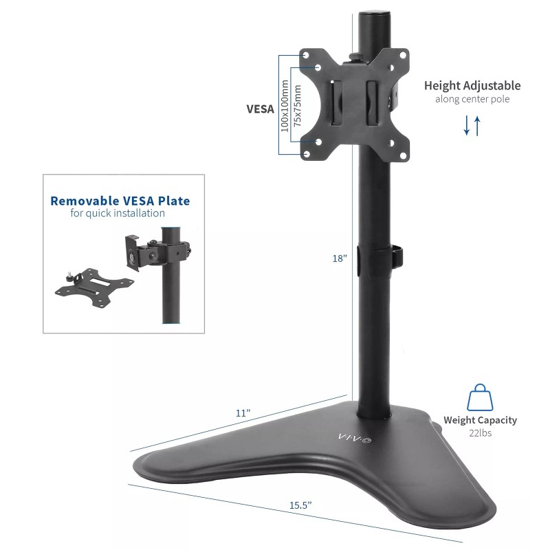 VIVO Single Monitor Desk Stand, Holds Screens up to 32