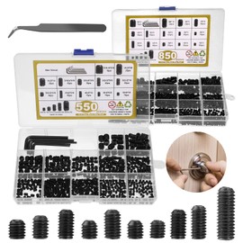 1400 Pcs 26 Size Set Screw Kit Metric&SAE Set Screw Assortment Kit 12.9 Alloy Steel Head Socket Hex Metric Set Screws Kit Black Zinc Plated Cup-Point Screws (M3-M8, 1/8"-40 to 5/16"-18)