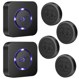 EverNary Dog Door Bell Wireless Doggie Doorbells for Potty Training with Waterproof Touch Button Dog Bells Included 2 Receivers and 4 Transmitters, Black