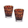 Two's Company Set of 4 Tortoise Print Double Old Fashion