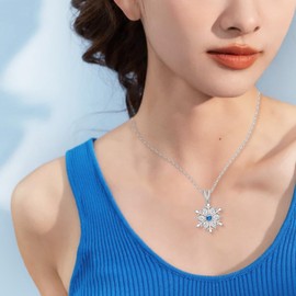 JXJL Christmas Snowflake Necklace for Women: 925 Sterling Silver Rotatable Snowflake Pendant Necklace for Wife Mom