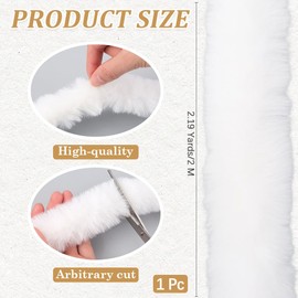 CABODYALS 78.74 Inch Faux Craft Fur Fabric Strip White Shaggy Plush Fuzzy Precut Strips Soft Soild Fluffy Furry Ribbon Roll Sewing Trim for Sewing Making Clothes Costume Home Decor Cosplay Christmas