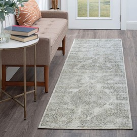 Cristal Ivory 2x10 Runner Area Rug for Hallway, Walkway, Entryway, or Foyer - Vintage, Oriental