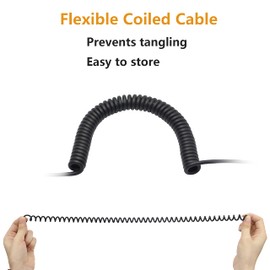 GELRHONR 3.5mm Audio Coiled Cable, Right Angle 3.5mm Male to Male Stereo TRS Cable for Car Stereo, Smartphone, Tablet, MP3 Player (Black)