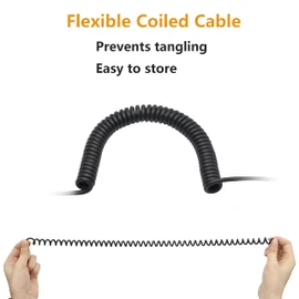GELRHONR 3.5mm Audio Coiled Cable, Right Angle 3.5mm Male to Male Stereo TRS Cable for Car Stereo, Smartphone, Tablet, MP3 Player (Black)
