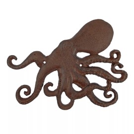 Unbranded Cast Iron Octopus Nautical Beach Wall Decor Plaque Heavy Duty Antique Brown