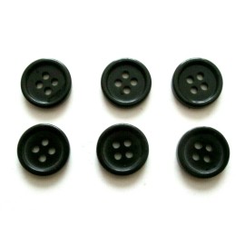 Unbranded 6/pcs Buttons small Size Diameter=7/16" (12mm) Black color 4 Holes