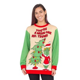 You're a Mean One Mr. Trump Grinch Adult Ugly Christmas Sweater (Small) Multicolored