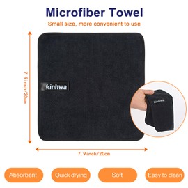 KinHwa Microfibre Cloths, Black Cleaning Cloths, Kitchen Cleaning Cloths, Washing Cloths, Washable Microfibre Cleaning Cloth, Environmentally Friendly and Lint-Free Tea Towels, Multi-Purpose 20 cm x