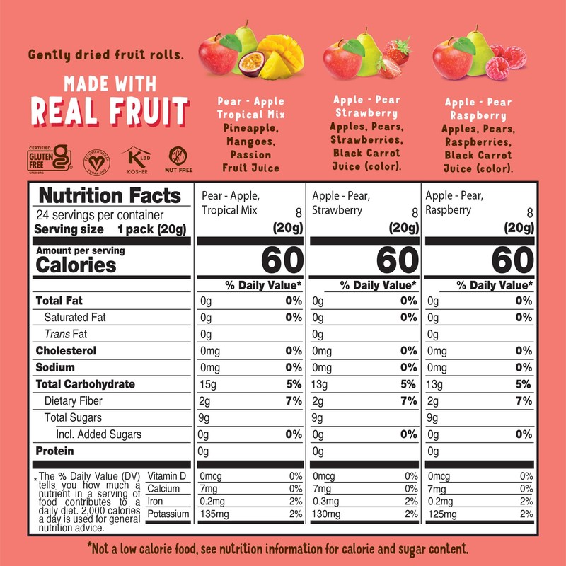 BEAR Real Fruit Snack Rolls - Gluten Free, Vegan, and
