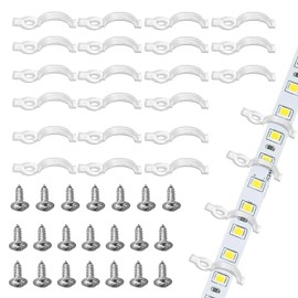 100 Sets Led Strip Clips 10mm Transparent Led Strip Cable Light Fixing Clips Rope Light Mounting Brackets Holder Fastener with Screws for Wide Led Strips Big Event and Parties