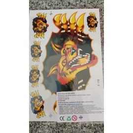 1 Sheet of Wolf Werewolf Bite Sticker Motorsport Motocross Car Scooter Tuning Sticker Film 1 Sheet 270 mm x 180 mm Weatherproof or also for Model Making