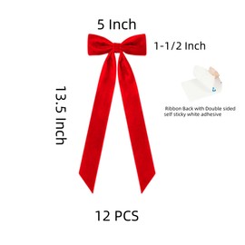 Meseey 12 Pcs Red Candlestick Decoration Bows Candle Holder with 5X13.5 Inch Decorative Velvet Bows for Bridal Showers, Birthdays Centerpieces Table Decor(Red)