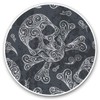 Vinyl Stickers (Set of 2) 7.5cm - Black Swirly Skull