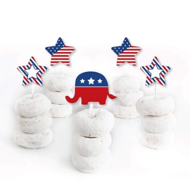 Election Republican – Decoración para cupcakes de postre – político 2020 Election Party Clear Treat Picks – Juego de 24