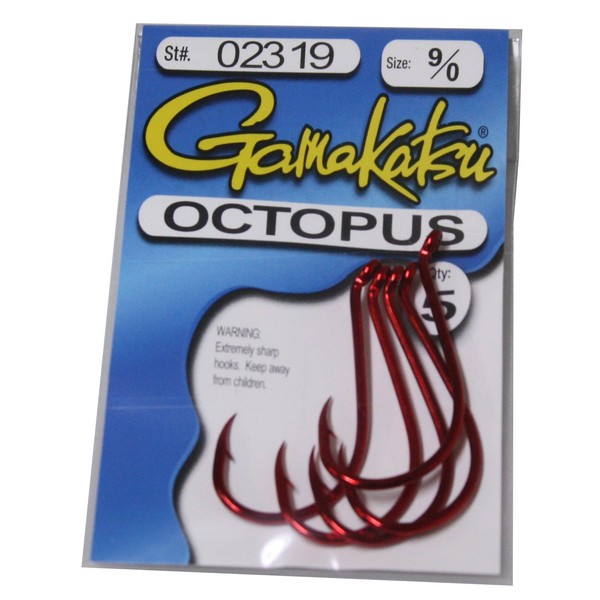 Gamakatsu Octopus Hook-10 Per Pack (Red, 12)