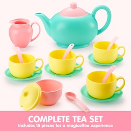 JOYIN 18PCS Pretend Role Play Tea Party Set Play Food Accessories BPA Free, Phthalates Free, Plastic Tea Set, Mini Kitchen for Kids, Gifts for Toddler Boys Girls, Gift for Christmas