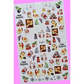 Year Snowman Penguin Snowflake Santa Reindeer Nail Stickers F687 for Nails Design Nail Art Stickers Decals Supplies Manicure Tips Sticker Colorful for Nail Decorations