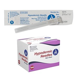 Dynarex Disposable Hypodermic Needle 27G, 1 1/2" Needle - 6975, 100 Count