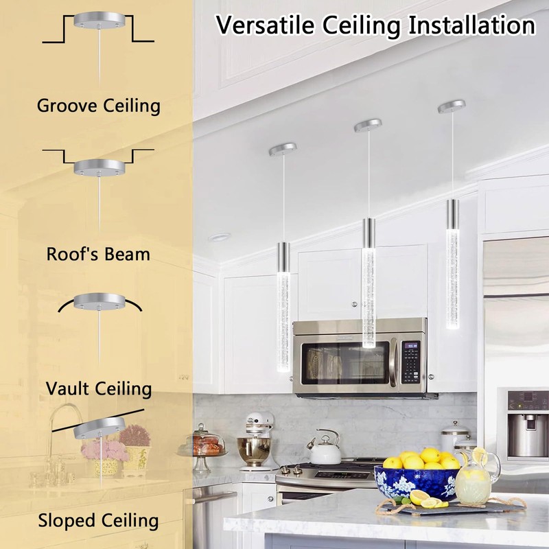 3 Packs Pendant Lights for Kitchen Island Independent LED Light