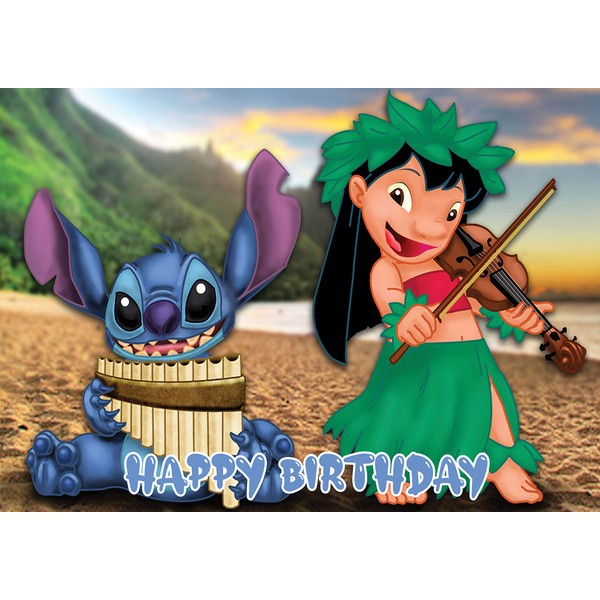 Natural Behaviour 8.3 x 11.7 Inch Edible Square Cake Toppers – Lilo And Stich Themed Birthday Party Collection of Edible Cake Decorations