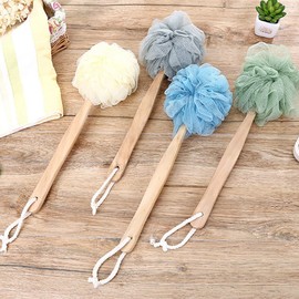 Loofah on a Stick Loofah Back Scrubber Exfoliating Body Sponge Shower Loofah Bath Sponge Long Handle Bath Brush for Men Women Grey