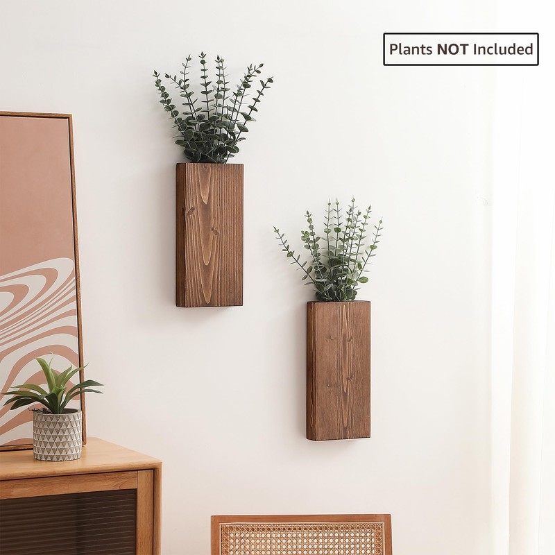 Wood Wall Planter Set of 2, Wood Wall Pocket for