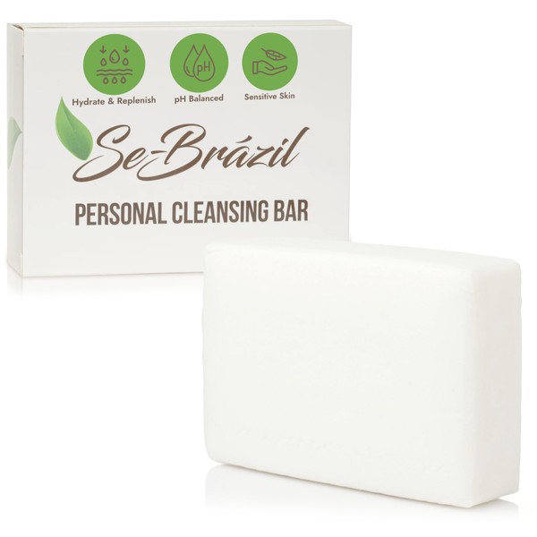 Personal Cleansing Bar by Se-Brázil All Natural Soap-Free Organic Ingredients for Intimate Cleansing and Hydration, Cleansing Bar for Sensitive Skin, Body Odor and pH Balance, Fragrance-Free