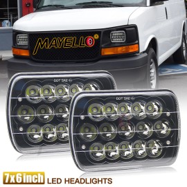 locknight Pair 7x6" 5x7 LED Headlights For Chevy Express Cargo Van 1500 2500 3500 Truck US