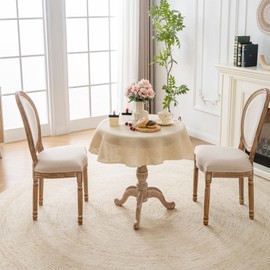 Shatex Round Tablecloth 40Inch,Burlap Tablecloth Coffee Table Decor Rustic Style,Off-White